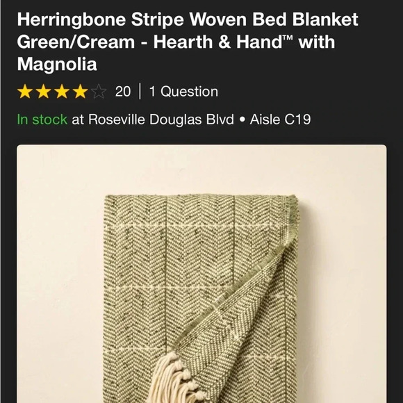 Herringbone Stripe Woven Bed Blanket
Green/Cream - Hearth & Hand with Ma… - Picture 5 of 5